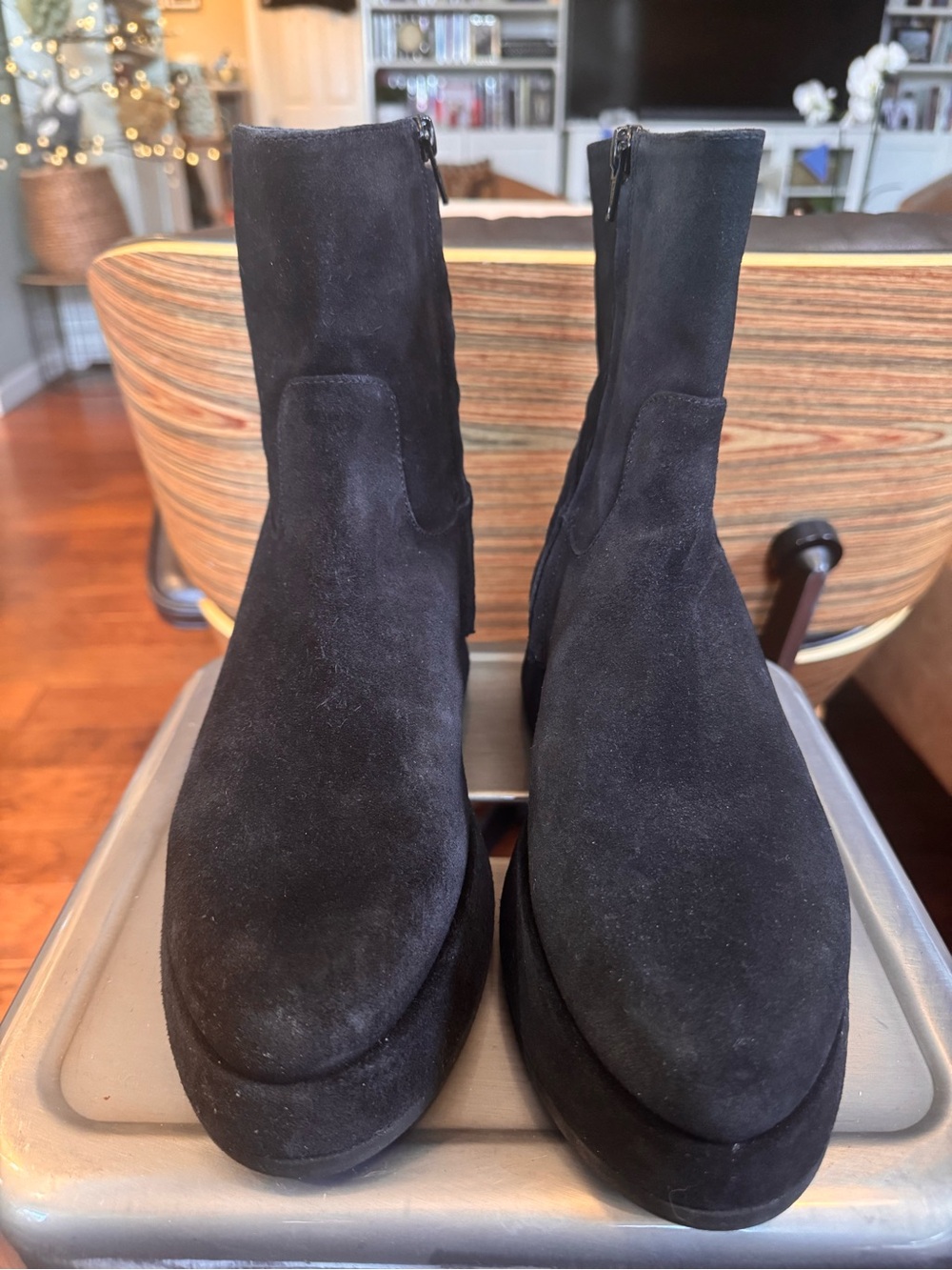 Paloma Barcelo Black Suede Ankle Boots - Sleek Zip Design